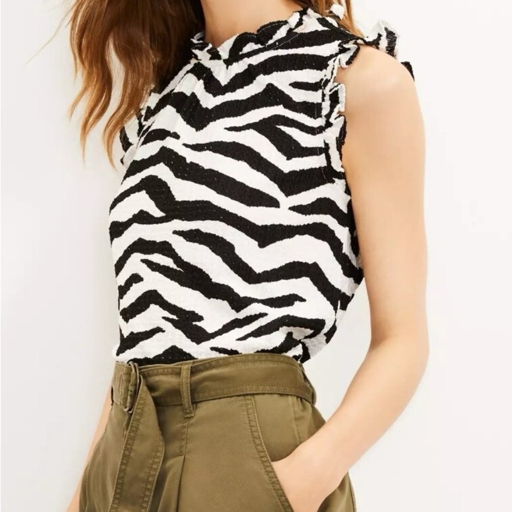 LOFT Black and White Zebra Print Blouse